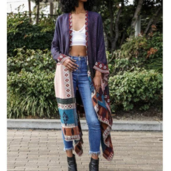 Fable Boho Hippie Ruwana Oversized Kimono Wrap OS - Picture 3 of 4